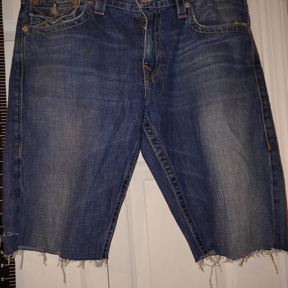 True Religion Distressed Blue Jean Shorts Vintage